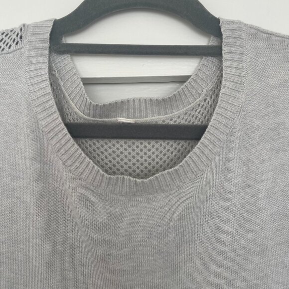 lululemon mesh crochet knit back soft sweater in grey - Picture 6 of 8